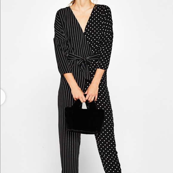 🖤BERSHKA (ZARA) Jumpsuit Polka dot Stripes NWT 📍FIRM📍 - Picture 7 of 16